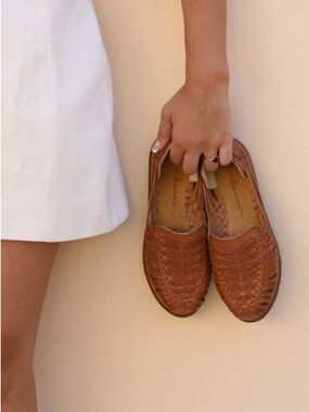 Harmonica Woven Leather Flats
